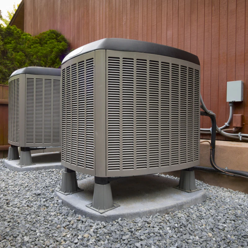 exterior hvac installed in a concrete patio